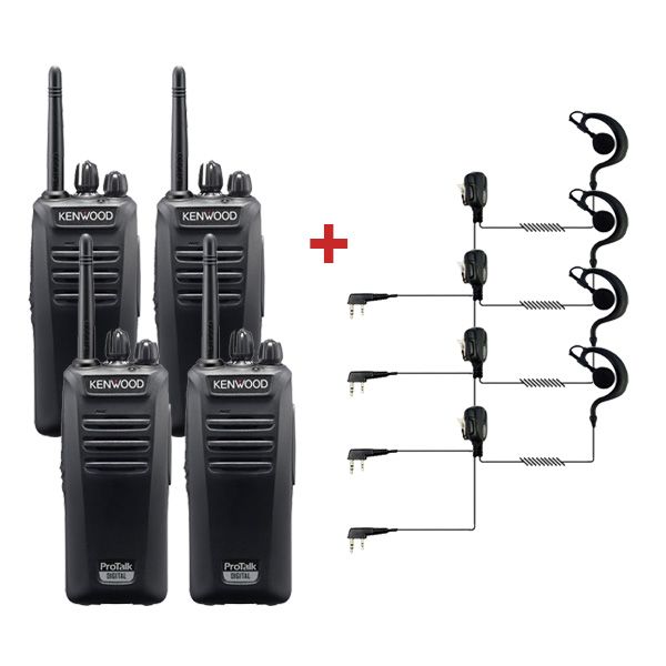 Kenwood TK-3501 Talkie Walkie 4-pack + 4 PTT écouteurs 1