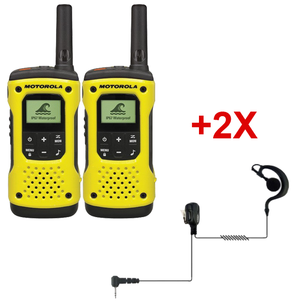 Pack de 2 Talkies-walkies PMR446 sans license Motorola T92 avec 2 Oreillettes PTT