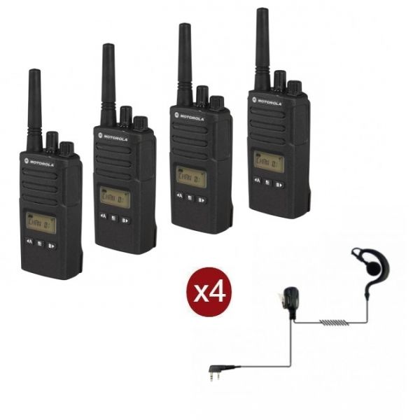 Pack de 4 talkies-walkies Motorola XT460 avec 4 Oreillettes PTT