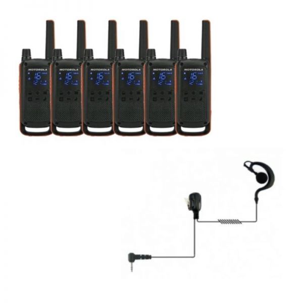 Motorola Talkabout T82 6-Pack + 6x Casque écouteurs