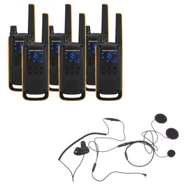 Motorola Talkabout T82 Extreme 6-Pack + 6x Casque d'écoute fermé