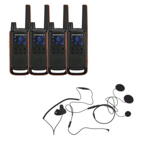 Motorola Talkabout T82 4-Pack + 4x Casque d'écoute fermé