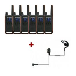 Motorola Talkabout T82 6-Pack + 6x Earhook headsets