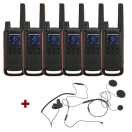 Motorola Talkabout T82 6-Pack + 6x Closed Face Helmet earpiece