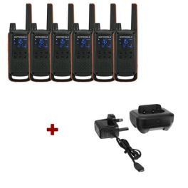 Motorola Talkabout T82 6-Pack + 6x Desk Chargers