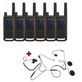 Motorola Talkabout T82 6-Pack + 6x Open Face Helmet earpiece