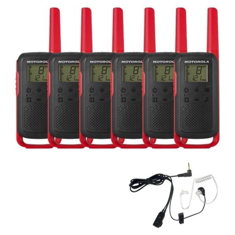 Motorola Talkabout T62 (rouge) 6-Pack + 6x kit Bodyguard