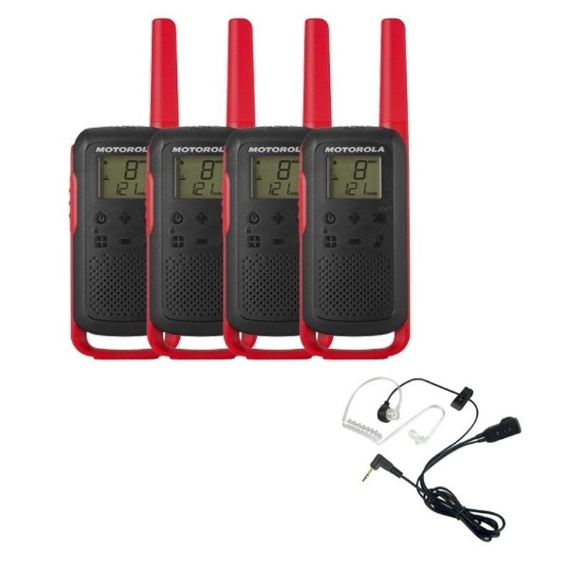 Motorola Talkabout T62 (rood) 4-Pack + 4x Kit Bodyguard
